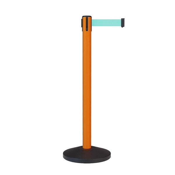 Montour Line Stanchion Belt Barrier Orange Post 13ft.Light Green Belt MS630-OR-LGN-130